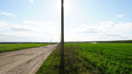 Village road near the power lines