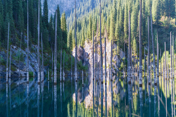 Kaindy lake - mountain lake in Kazakhstan
