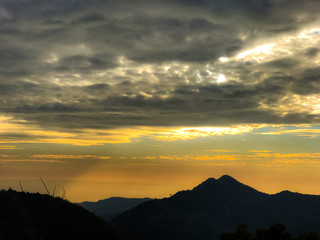 clouds over the natural mountain view in the morning