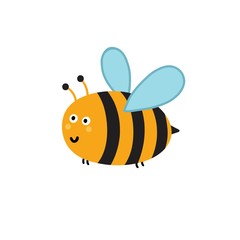 Cute little bee isolated element. Funny insect