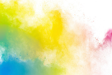 Fototapeta na wymiar Colorful background of pastel powder explosion.Rainbow color dust splash on black background.