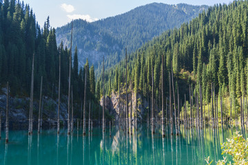 Kaindy lake - mountain lake in Kazakhstan