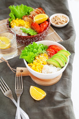 Two servings of Buddha Bowl on the table