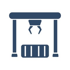 Automated production line robotics icon. Warehouse packaging, cargo robot symbol.