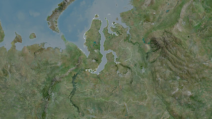 Yamal-Nenets, Russia - outlined. Satellite