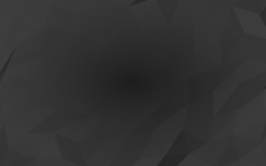 Black abstract background. Lowpoly backdrop. Gloomy crumpled paper. 3D illustration