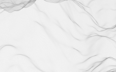 Obraz premium Abstract landscape on a white background. Cyberspace grid. hi tech network. 3d illustration