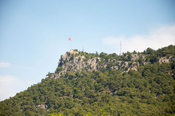 Turkish flag on the mountain