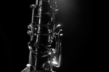 Flute in detail on black background