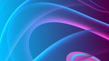 Abstract pink blue gradient geometric background. Neon light curved lines and shape with colorful graphic design.