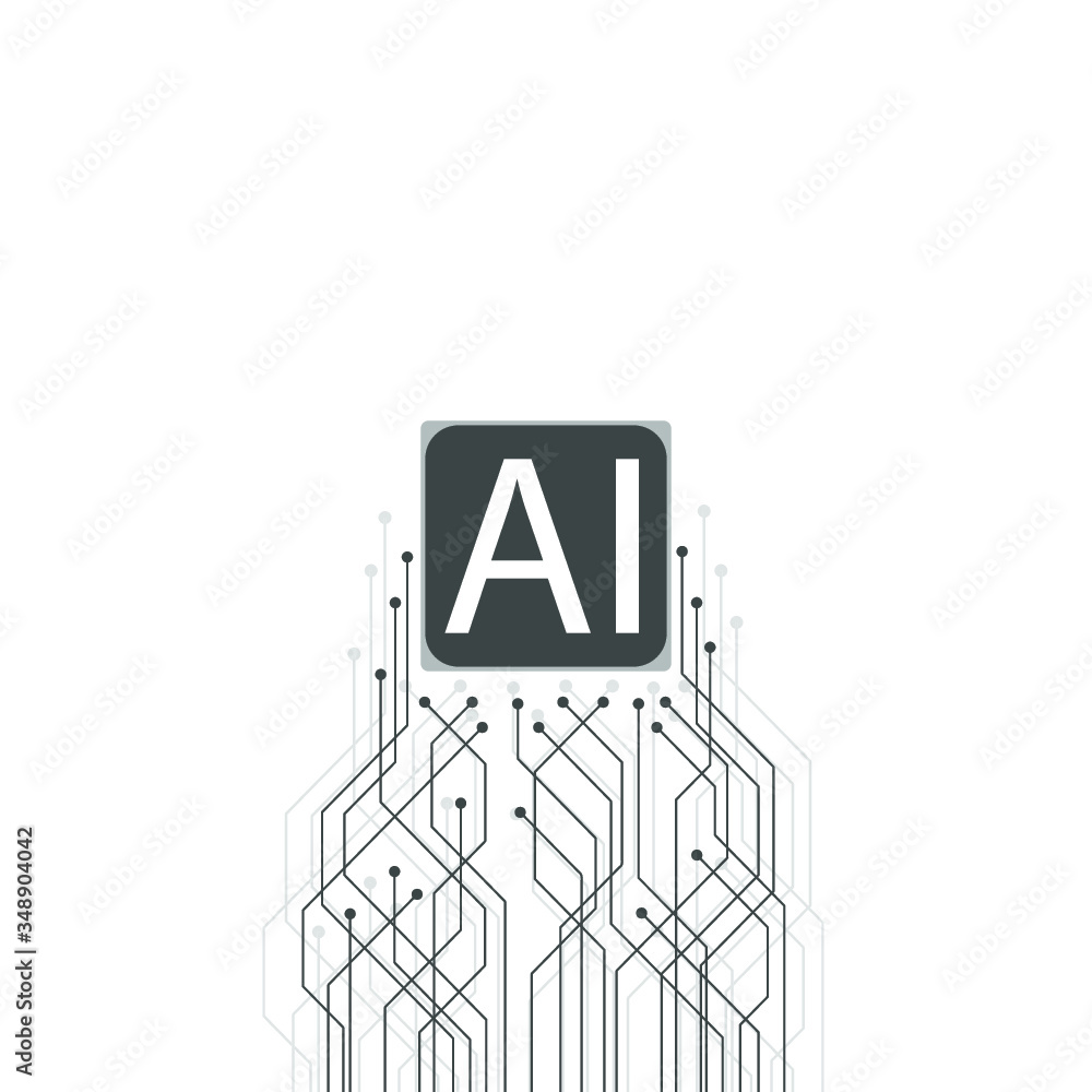 Poster abstract with line connection artificial intelligence on white background for concept design. techno