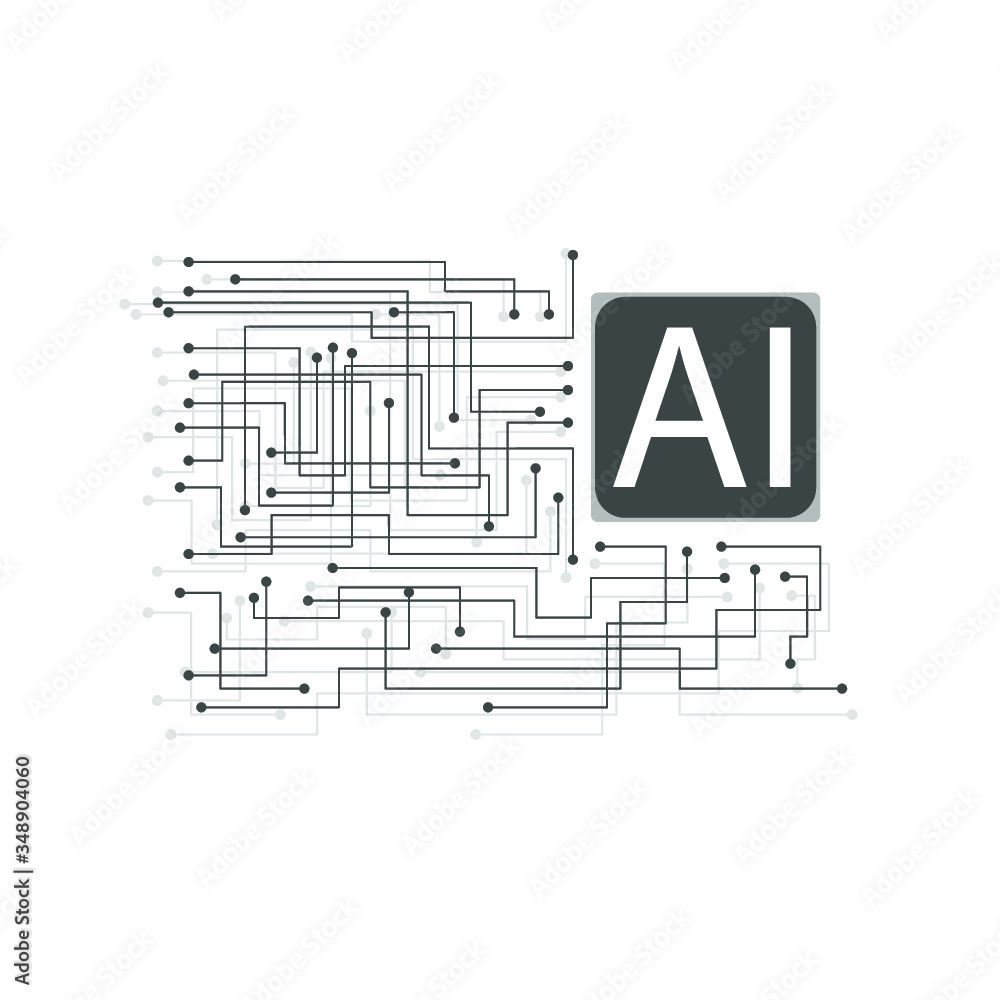 Poster modern line art icon with. gray artificial intelligence line connection on white background for wall
