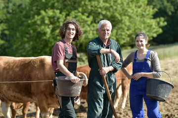 Young people spending green vacation at the farm