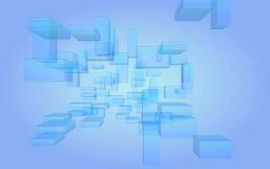 Obraz premium Blue and purple abstract digital and technology background. The pattern with repeating rectangles. 3D illustration