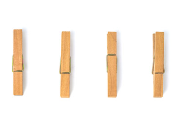 Wooden clothes peg isolated on white background