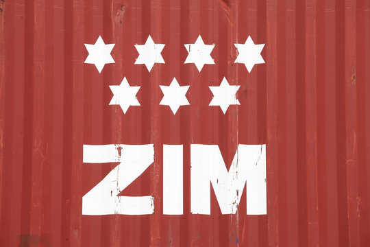 ZIM Container marked with the company logo.