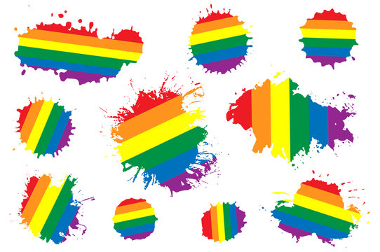Set of shapes with lgbt rainbow. Happy and positive color.