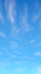 Blue sky background with white clouds. Cumulus white clouds in the clear blue sky in the morning. 3D illustration