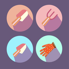 Garden Tools, Instruments Flat Icon Collection Set. Vector Illustration EPS10