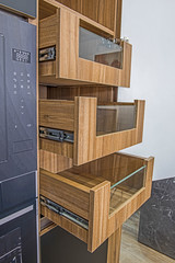 Kitchen interior design sliding cupboard detail