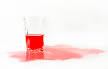 glass Cup with red liquid on a white background