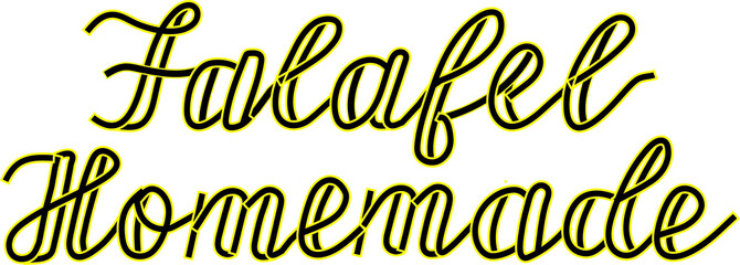 Hand drawn lettering Falafel homemade. Vector text.
