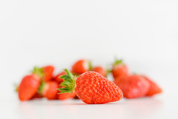 fresh strawberries bright red new crop on a white background