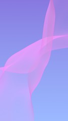 Pink wave on blue sky abstract background. Fluttering pink scarf. Waving on wind pink fabric. Vertical orientation. 3D illustration