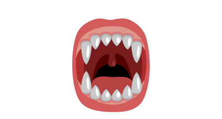 Scary mouth with fangs. Design for halloween and who like vampire. Canines isolated on white background
