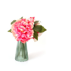 Decorative bouquet of pink peonies to create congratulations for a holiday or event