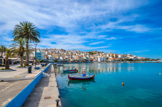 View of the picturesque city of Sitia, the eastern city of Crete close to the famous palm forest of Vai.