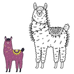 Dot to dot game with funny llama © juliyas