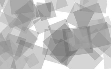 Obraz premium Gray translucent squares on white background. Gray tones. 3D illustration