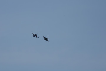 Two jets flying