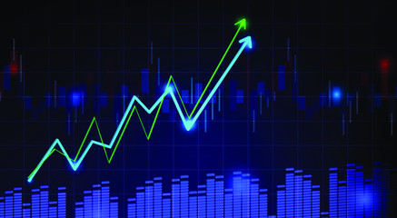 Abstract financial chart with arrow on the stock market, for business and financial concepts and reports Abstract blue vector background