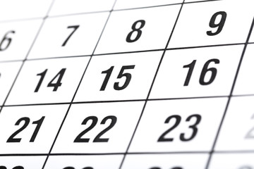 Abstract blur 2020 calendar page. month dates close up