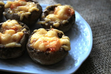 Stuffed mushrooms on a white plate