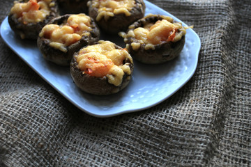 Stuffed mushrooms on a white plate