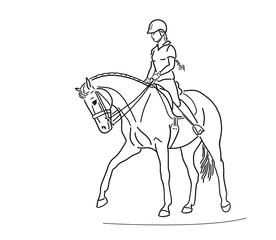 Fototapeta na wymiar Dressage horse with rider in a gallop pirouette