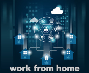 up load data to cloud. data link work from home.comunication technology online.