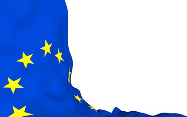 Slightly waving flag of the European Union isolated on white background, 3D rendering. Symbol of Europe. 3D illustration