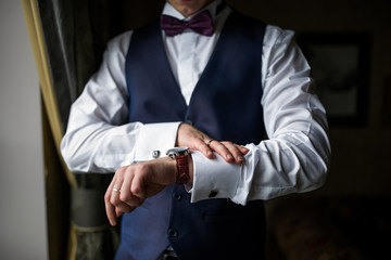 man is looking at time