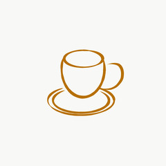 brown color coffee cup with plates