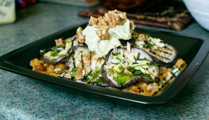 Lentil rice with eggplants 