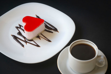 Freshly baked aromatic cake on a white plate.