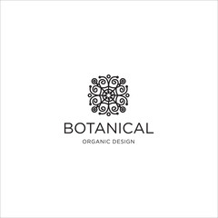 Botanical logo template. leaf line art logo - vector