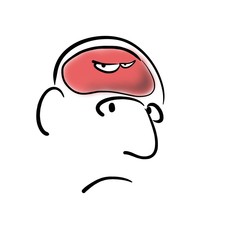 Man with red inflamed brain