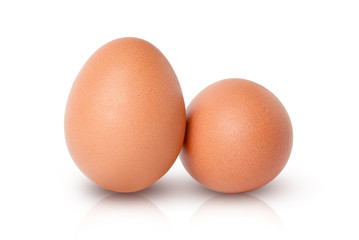 Close up chicken eggs isolated on white background