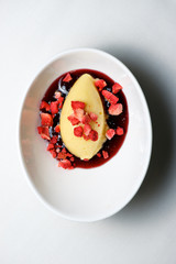 Peach ice cream with strawberry