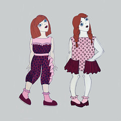 fashion sketch of girls clothers